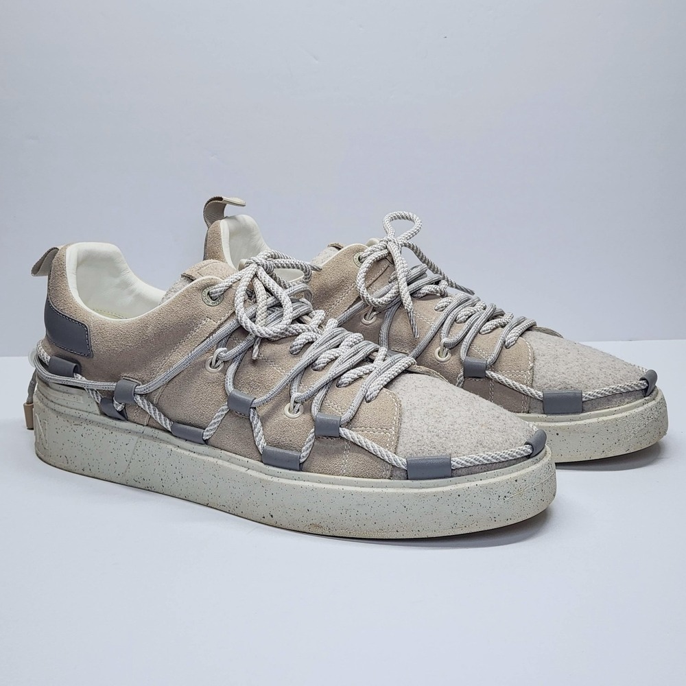 Balmain Shoes Mens Size 11 Beige Suede Rope Lace Low Top Casual Sneakers